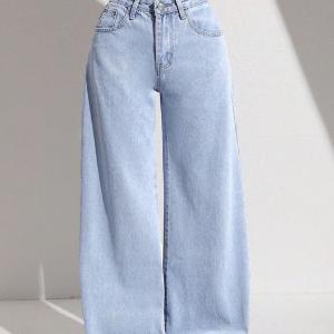 Light-wash high-waisted wide-leg jeans