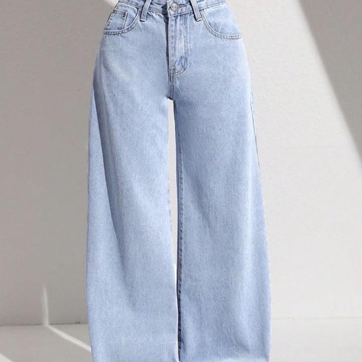 Light-wash high-waisted wide-leg jeans
