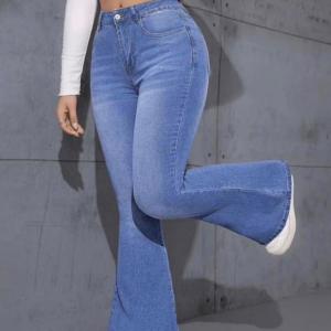 Light-wash paneled wide-leg baggy jeans